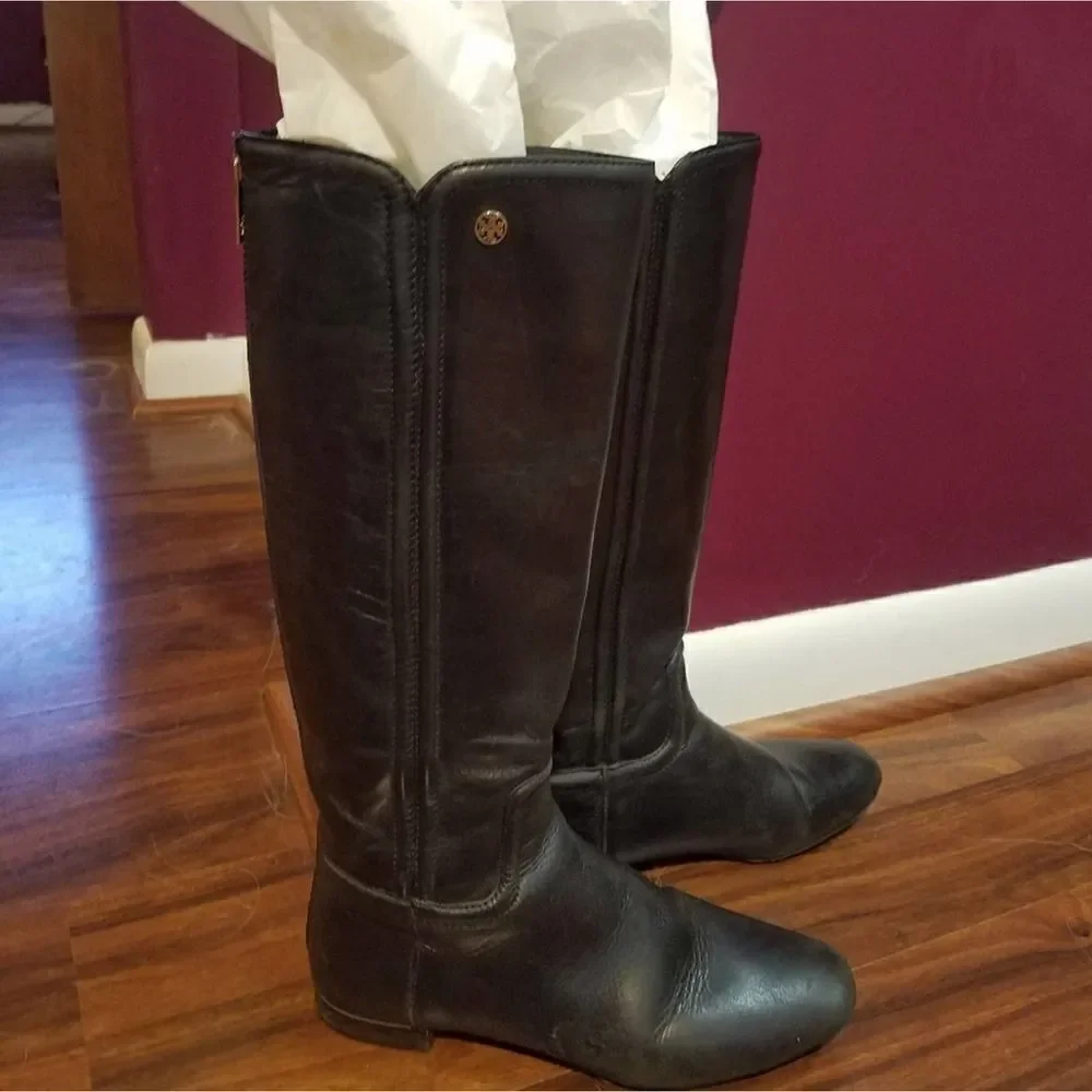 Authentic Tory Burch Irene Equestrian Black Boots